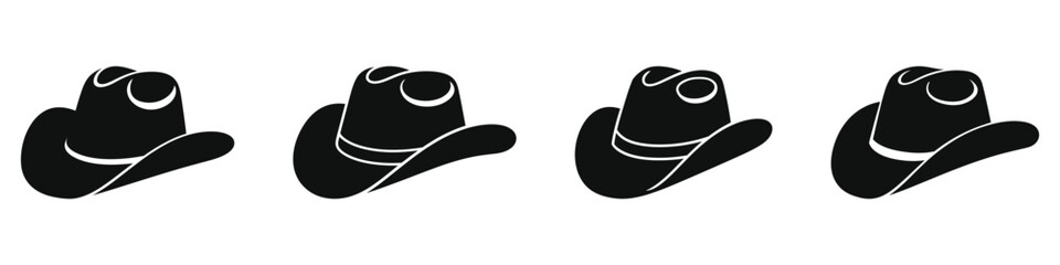 silhouettes of cowboy hats against a white background.