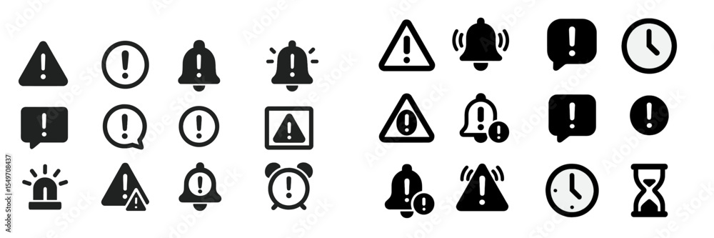 Leinwandbilder Collection of alert icons displaying various warning and notification symbols in different shapes and styles