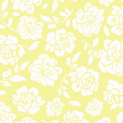 Flowers have organic shape with seamless background. Simple abstract floral pattern. Modern printing. Ideal for textile design, wallpaper, cards, posters and decoration.