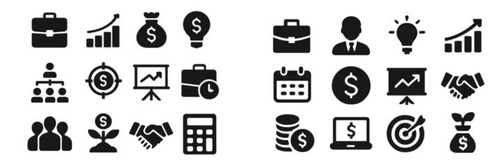 Fotobehang Icons representing business growth, finance, and teamwork for corporate presentations and reports © Zaleman