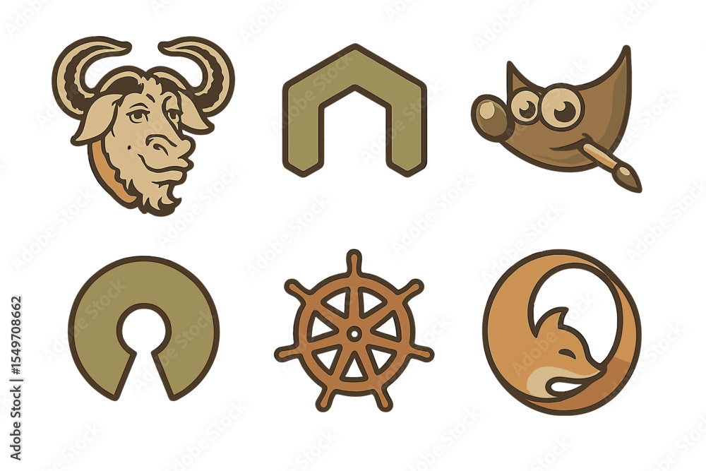 Poster Unique animal and shape icons designed for various creative projects and digital applications