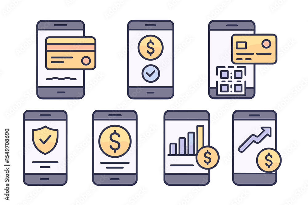 Aufkleber Mobile payment apps showcasing various financial features for convenient transactions and secure payments