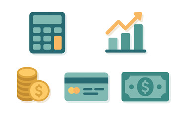 Obraz na płótnie Canvas Financial tools and symbols of money management concepts displayed in a minimalist style for budgeting and investment planning
