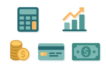 Fototapete Financial tools and symbols of money management concepts displayed in a minimalist style for budgeting and investment planning © Zaleman