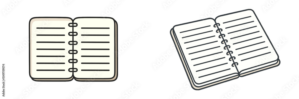 Poster open notebooks with blank pages for writing or sketching displayed on a simple background