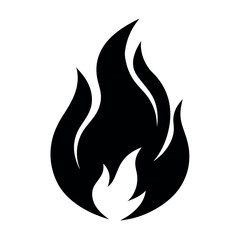 Fire flame silhouette vector Icon. Heat & Energy Symbol, Flat style.