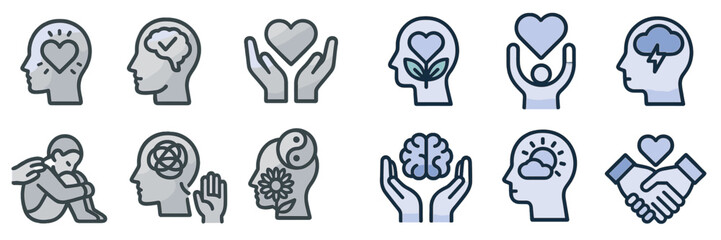 Fototapeta na wymiar Exploring mental wellness through symbols of love, healing, and mindfulness in a creative illustration