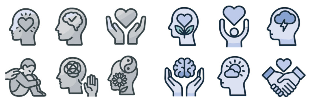 Exploring mental wellness through symbols of love, healing, and mindfulness in a creative illustration