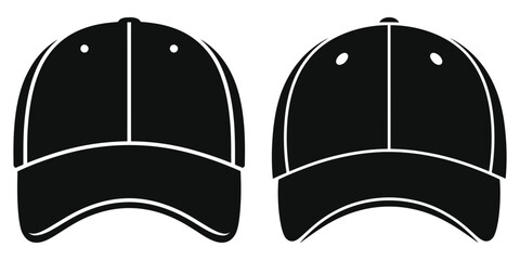 Vector Illustration of Two Blank Baseball Caps