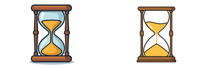 Hourglasses symbolize the passage of time in a creative and colorful design highlighting elegance and simplicity