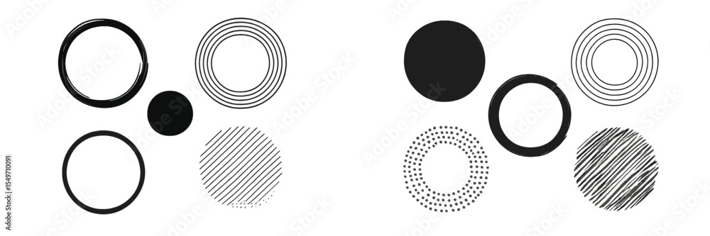 Aufkleber Geometric black and white circle patterns create visual interest and contrast in contemporary design elements