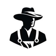 farmer vector silhouette clip art logo design illustration