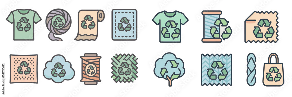 Poster unique collection of eco-friendly symbols illustrates the recycling process and sustainable practice
