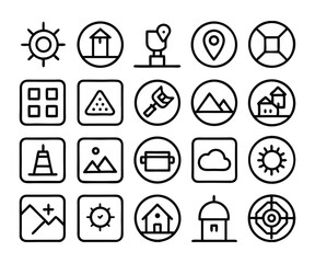 Fototapeta premium Set of 20 travel and landscape icons vector