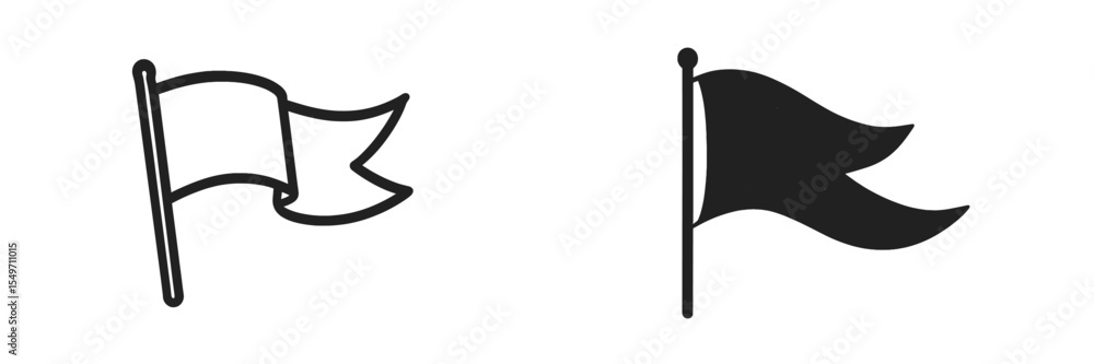Aufkleber Unique flag designs featuring a waving pattern on a simple rod, showcasing different styles and shapes of flags