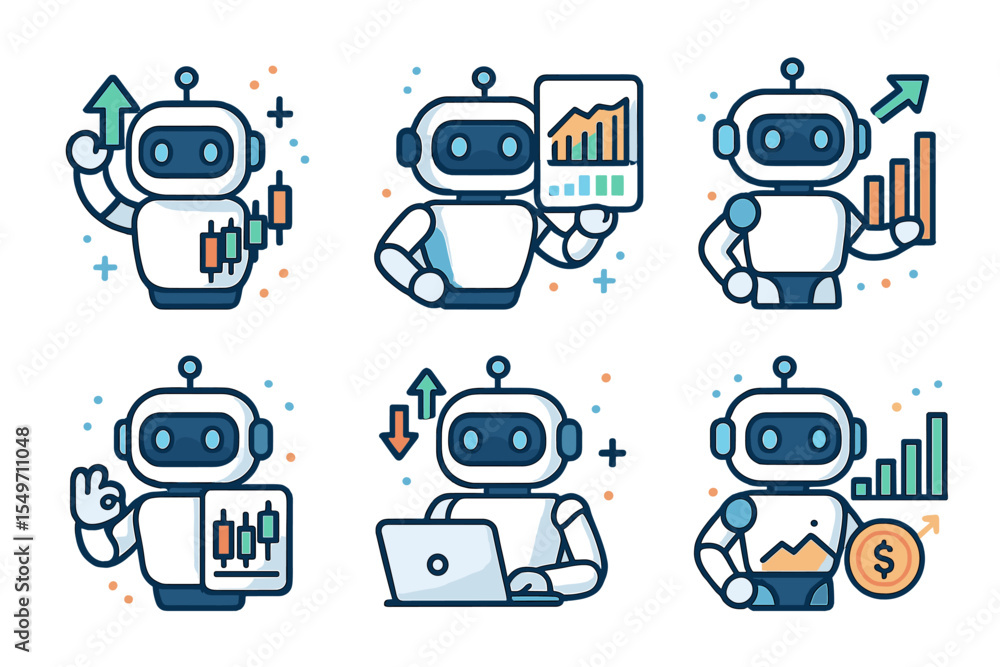 Aufkleber Robots analyzing data and trends in a modern digital workspace during daylight hours