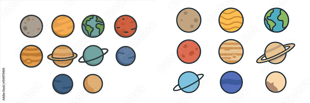 Poster colorful representation of planets in our solar system in a bright and engaging arrangement