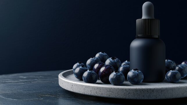 Discover the antioxidant power of blueberries in every drop a natural elixir showcased in moody dark