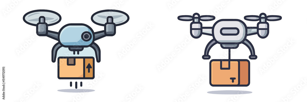 Poster drones delivering packages in an urban setting with modern technology and efficiency