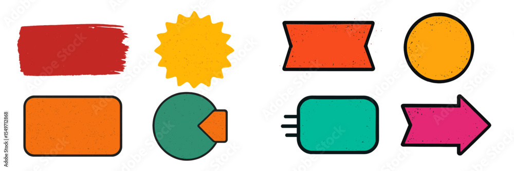 Poster Shapes and graphics in vibrant colors on a textured background for creative design elements