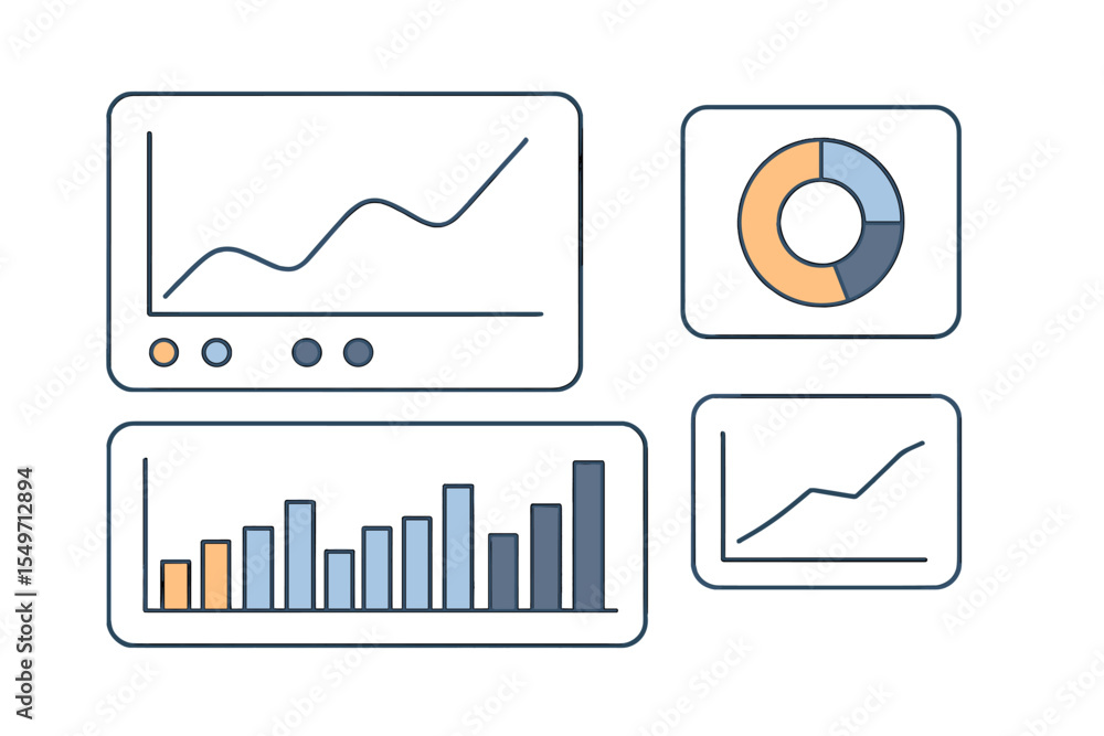 Aufkleber Data visualization tools display trends and analytics in various formats for business insights and decision making