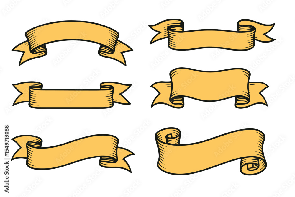 Aufkleber decorative yellow ribbons suitable for various design purposes and creative projects in different st