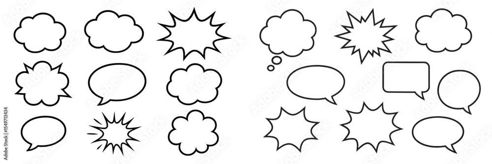 Poster Creative speech and thought bubble elements for graphic design projects showcasing various shapes and styles