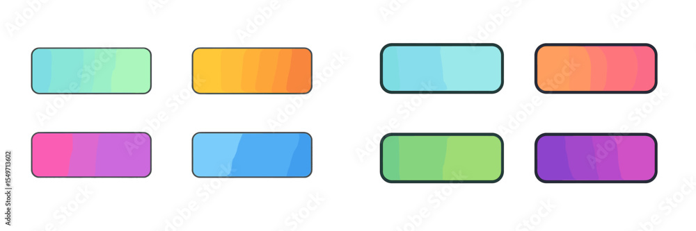 Poster colorful gradient banners for digital design showcasing eight different styles and hues in a sleek f