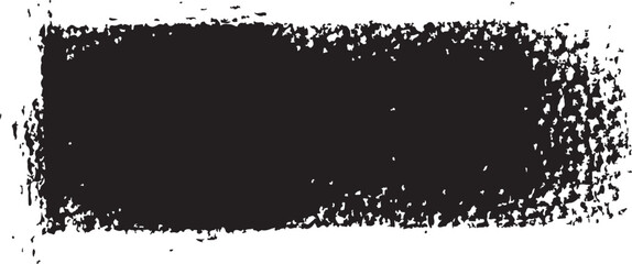 Black paint brush stroke with rough edges on white background for design element