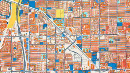 Colorful Peoria Street Map with Labels and Buildings
