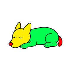 outline vector illustration of a cute dog sleeping