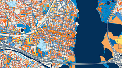 Colorful Alexandria Street Map with Labels and Buildings
