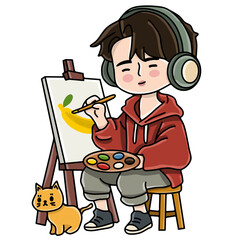 Artist painter character illustration 