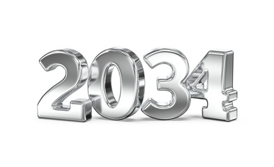 Metallic 2034 Year Number Graphic