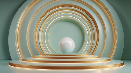 Obraz premium Mint Green and Gold Geometric Display Stage