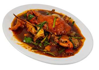 Thai Style Stir-Fried Crab in Curry Powder Sauce
Delicious Thai-style stir-fried crab in a rich and aromatic curry powder sauce, cooked with onions, bell peppers, celery, and egg. A popular seafood di