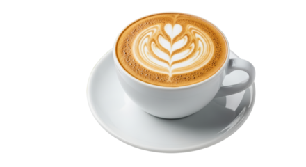 Isolated Cup of Coffee with Latte Art
