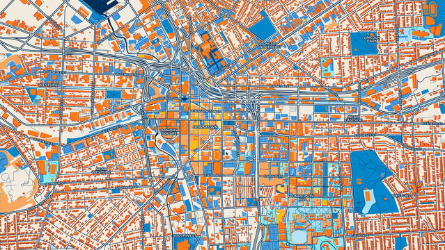 Colorful Syracuse Street Map with Labels and Buildings