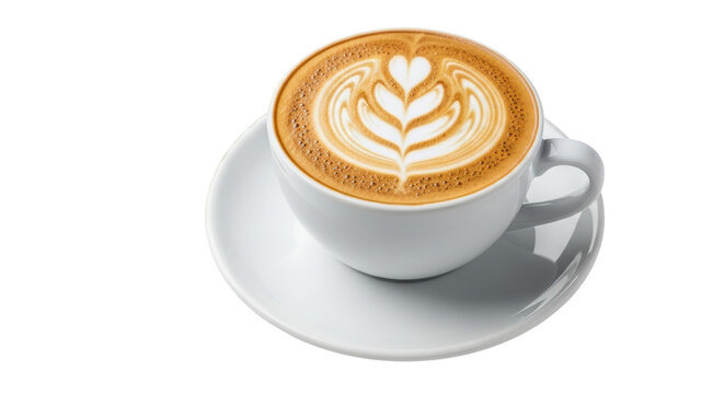 Isolated Cup of Coffee with Latte Art