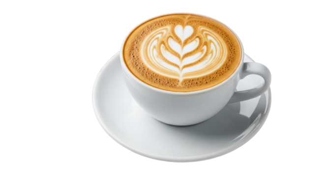 Isolated Cup of Coffee with Latte Art