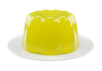Jelly on a plate isolated on white or transparent background. PNG. 3d rendering