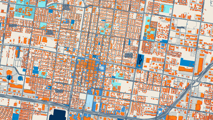 Colorful McAllen Street Map with Labels and Buildings