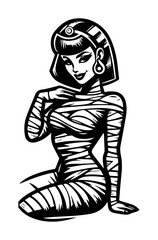 egyptian pin-up girl illustration – mummy style female vector art