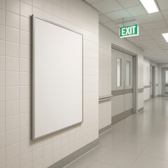 Hospital Hallway 24x36 Poster Mockup on Tiled Wall