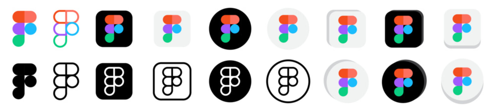 Figma logo vector icon set. figma mobile app icons