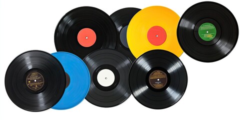Assorted colorful vinyl records
