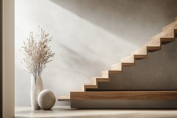 Minimalist Wooden Staircase in a Modern Home