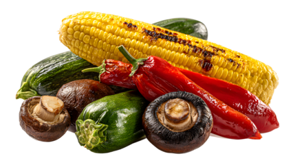 grilled vegetables corn on the cob chili peppers, eggplant zucchin roasted bell peppers