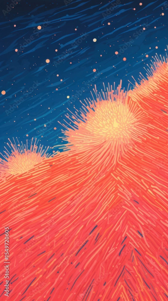 Poster meteor pattern art red.