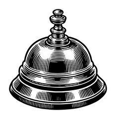 hotel reception bell engraving – vintage service icon vector